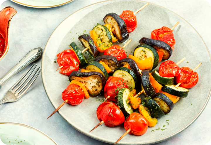 Brochettes de légumes grillés